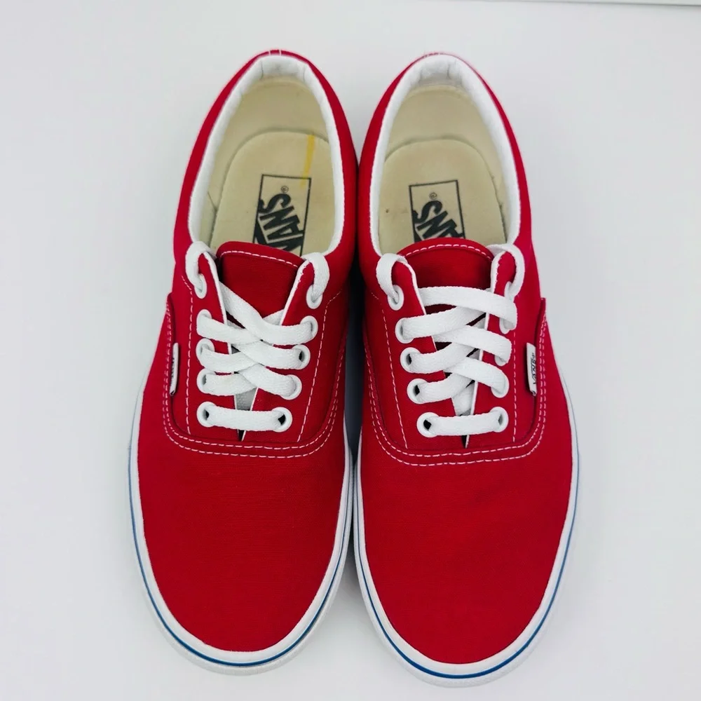 Vans Era Check Block Sneakers. Tango Red. Men's size 7, women’s size 8.5.